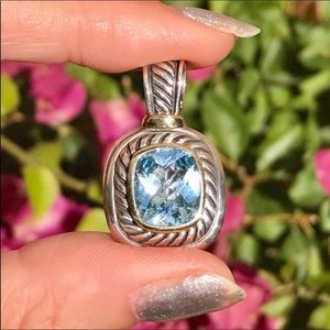 David Yurman Albion Pendant w/ Blue Topaz & 14K